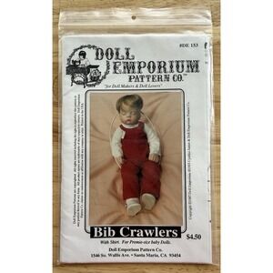 Doll Emporium Pattern 153 Bib Crawlers w Shirt For Premie-Size Baby Dolls UC